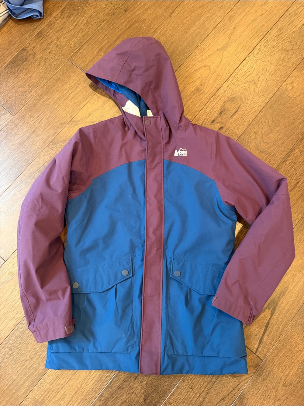 REI Kids Hooded Colorblock Puffer Jacket in Size Medium 10/12 - C13-036